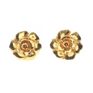 CHANEL Camellia Earrings, Gold Plated, Women's